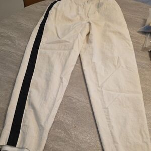 Women's Cream Vintage Lined Pants with Black Stripe Sz 0